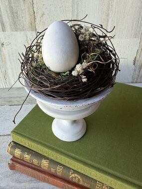 Neutral Spring Decor Bird Nest & Egg Handmade Decor Farmhouse Cottagecore
